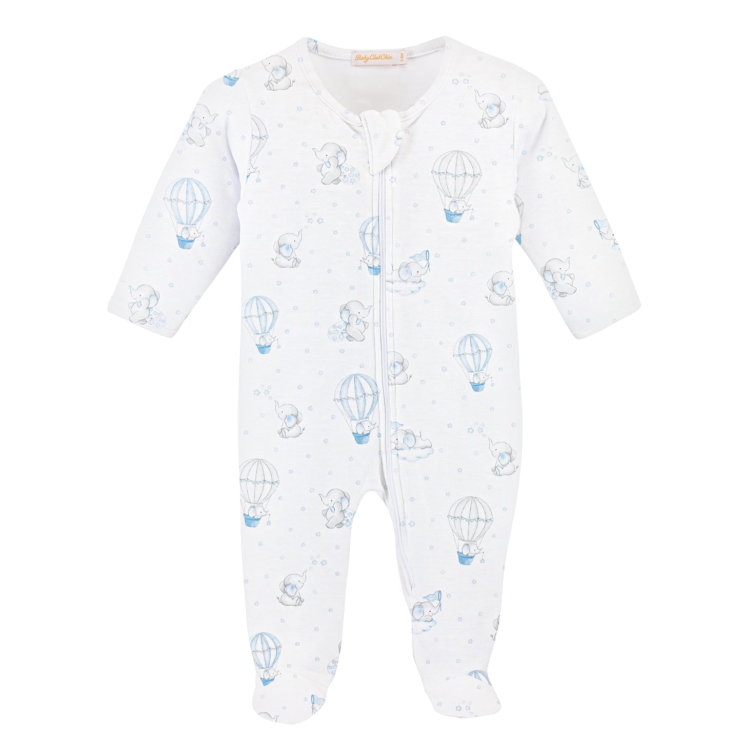 Baby Club Dreamy Blue Air Balloon Printed Zipped Footie