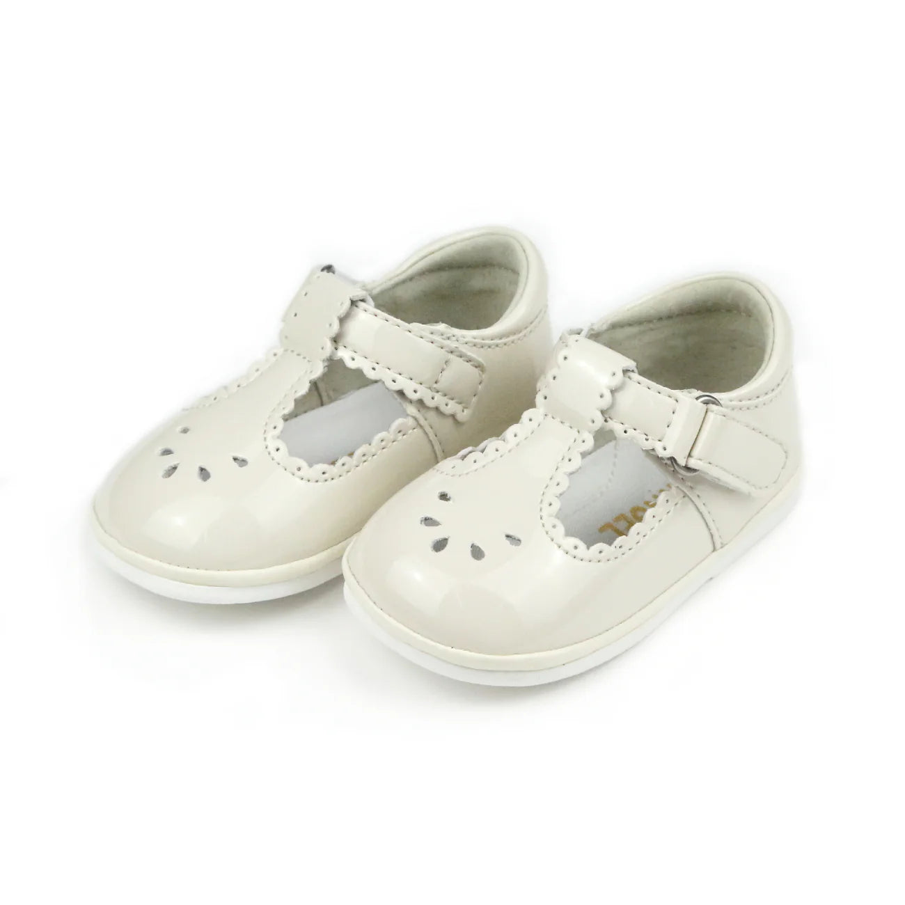 L'Amour Dottie Scalloped T-Strap Mary Jane (Baby)