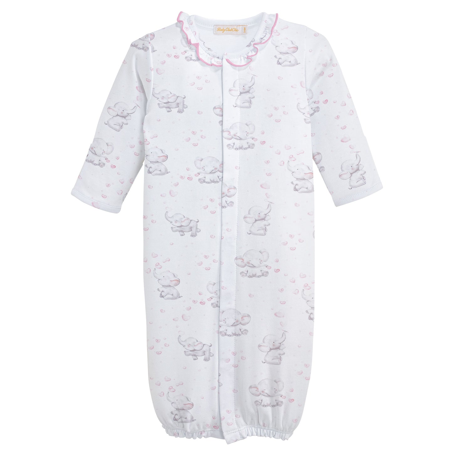 Baby Club Bubbly Elephant Pink Printed Gown with Ruffle