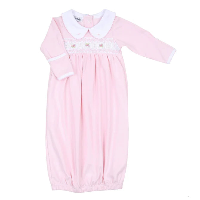 Magnolia Baby Freya & Finn Smocked Collared Gown Pink