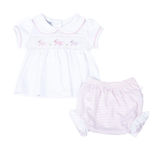 Magnolia Baby Girls Hoppity Hop Classics Smocked Diaper Cover Set