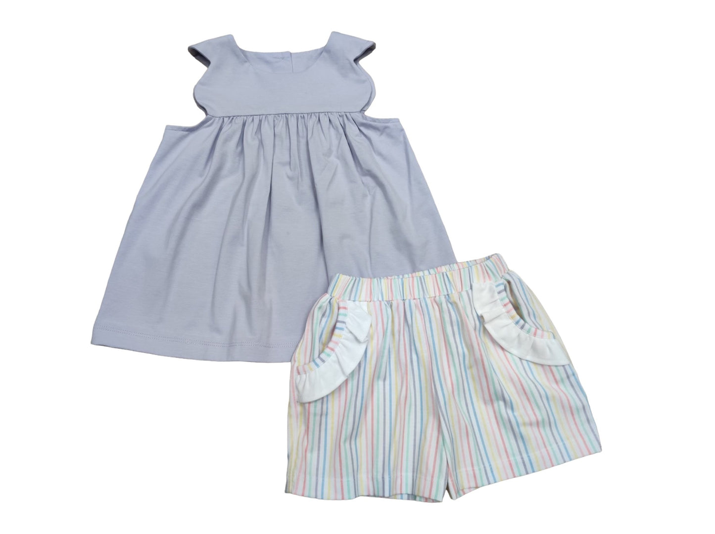 Banana Split Pastel Stripe Scalloped Short Set