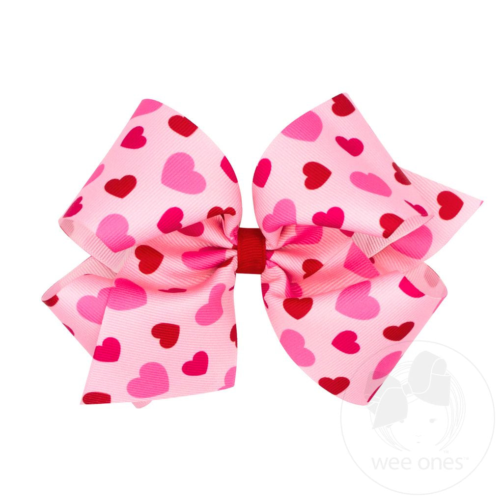 Wee Ones King Valentine Heart Printed Bow