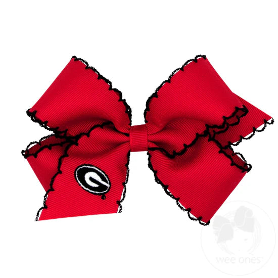 Wee Ones Medium Moonstitch Embroidered Collegiate Bows