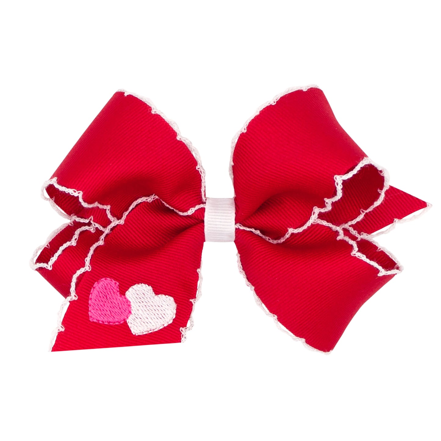 Wee Ones Medium Heart Embroidered Grosgrain with Moonstitch