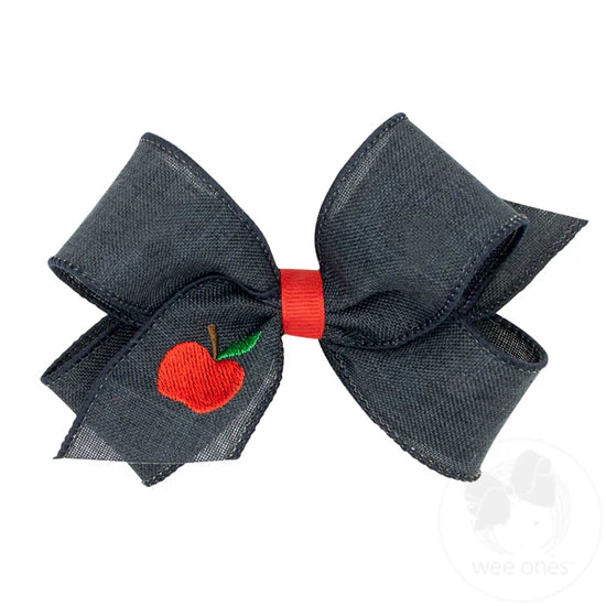 Wee Ones Medium Linen Embroidered Apple