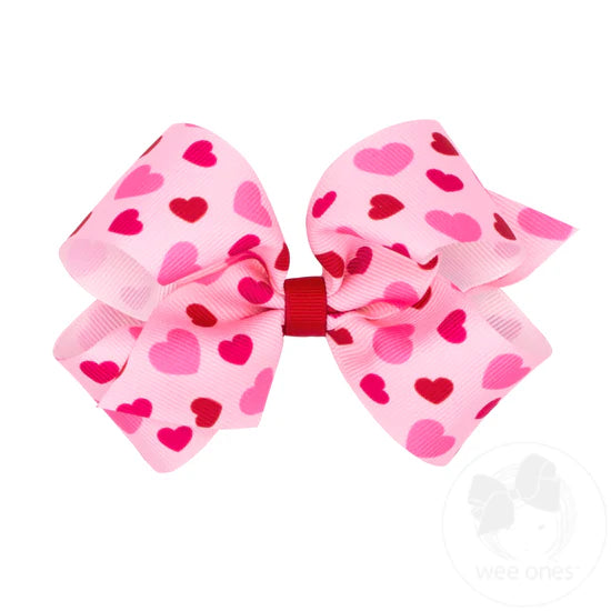 Wee Ones Medium Valentine Heart Printed Bow