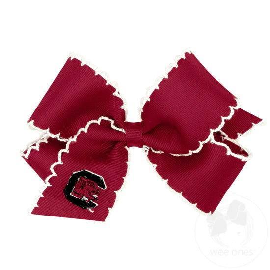 Wee Ones Medium Moonstitch Embroidered Collegiate Bows