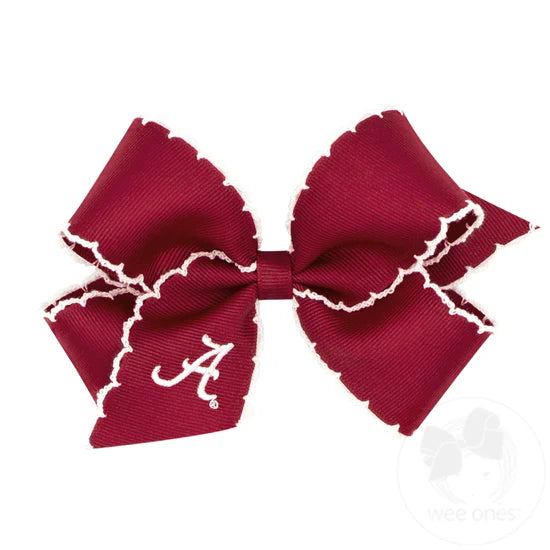 Wee Ones Medium Moonstitch Embroidered Collegiate Bows