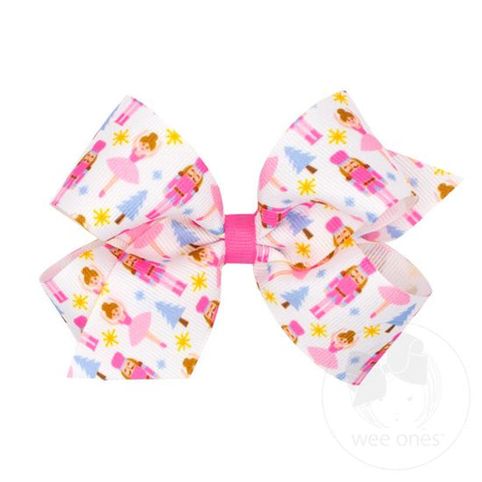 Wee Ones Medium Holiday Themed Pink Nutcracker Bow