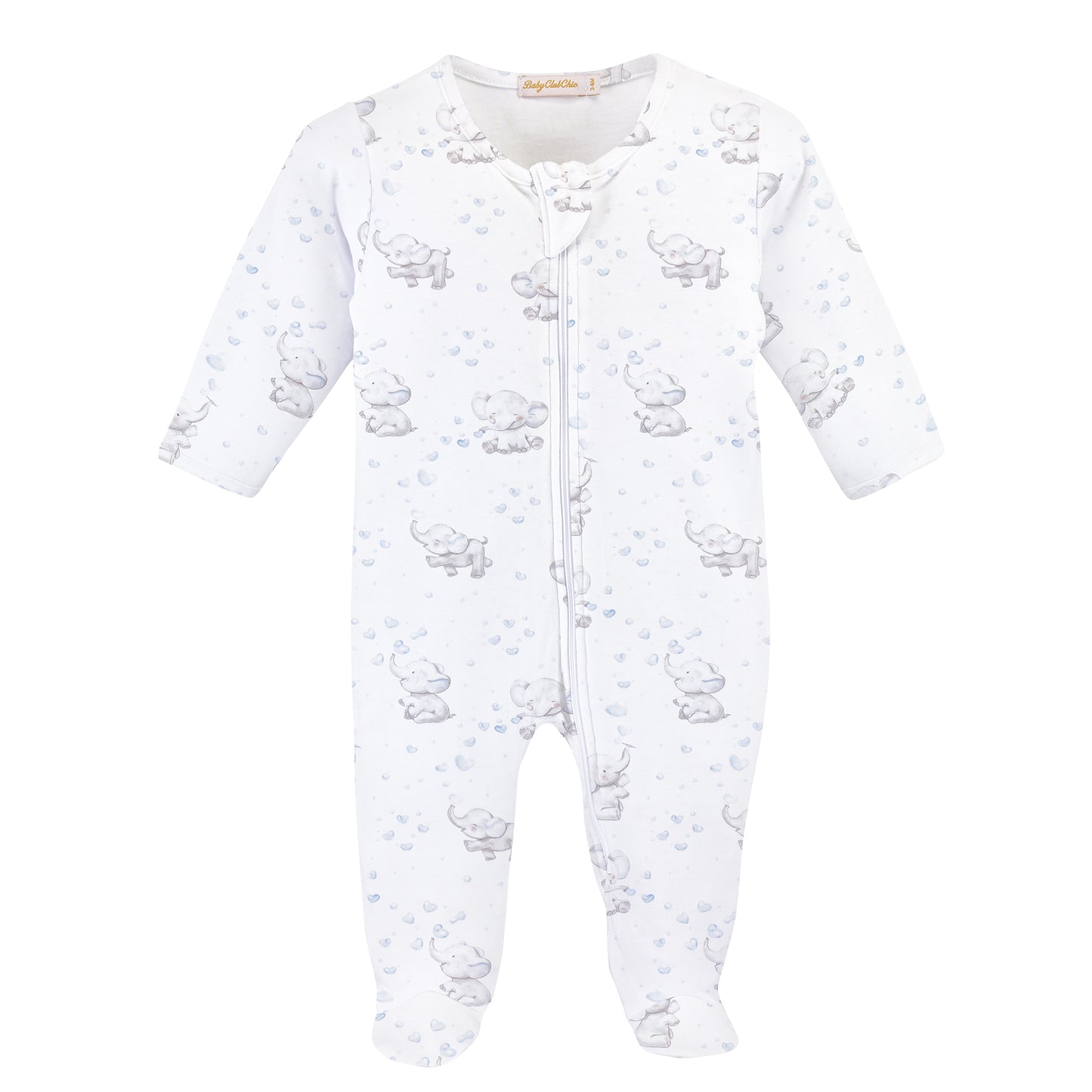 Baby Club Bubbly Elephant Blue Printed Zipped Footie