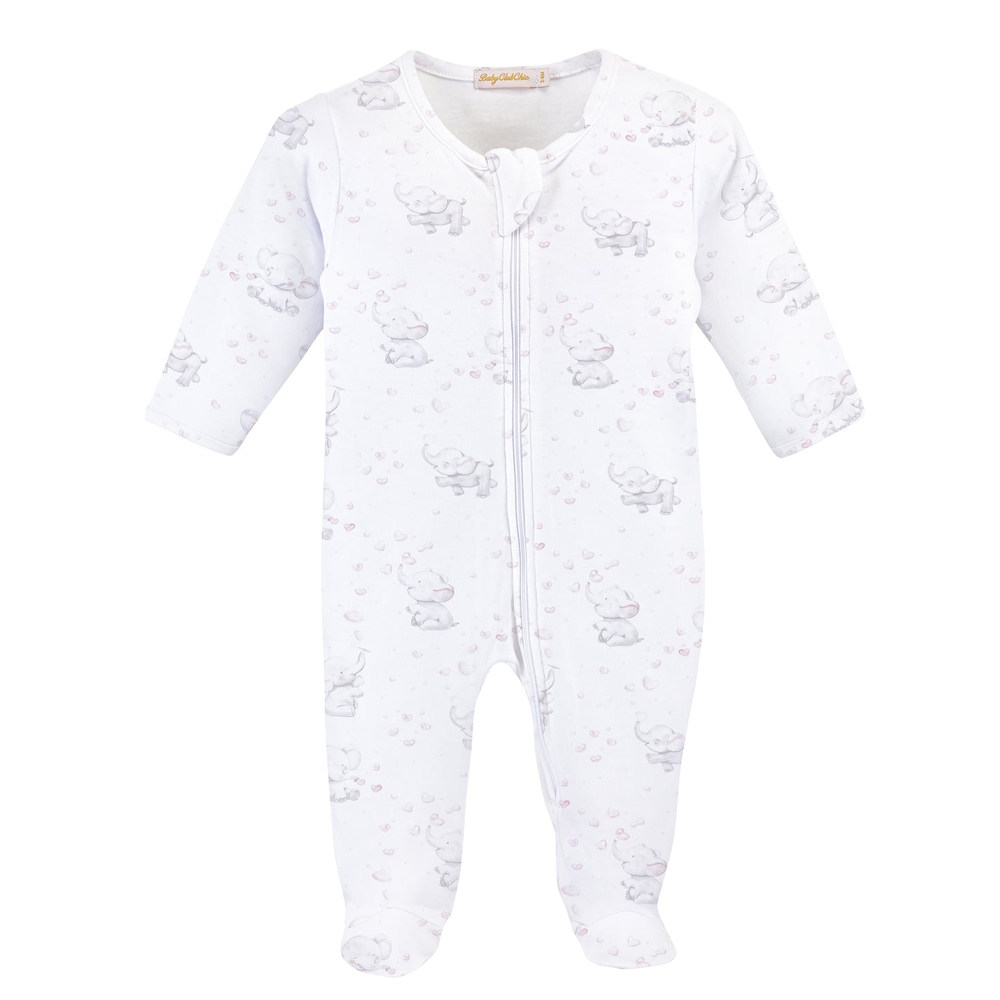 Baby Club Bubbly Elephant Pink Printed Zipped Footie