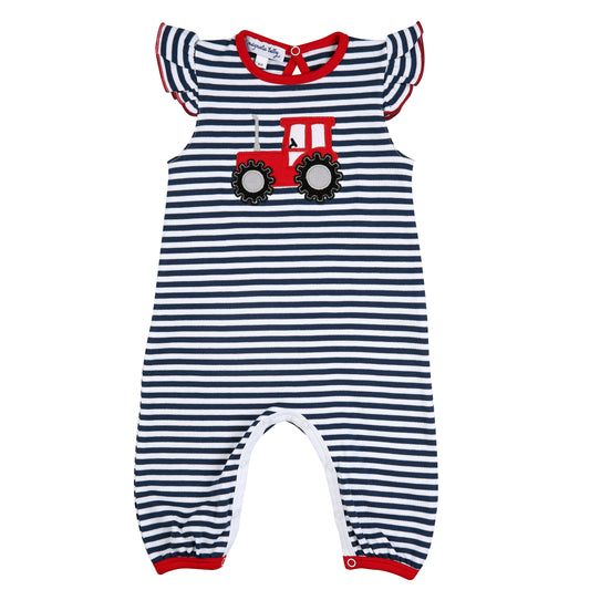 Magnolia Baby Future Farmer Applique Red Flutters Playsuit