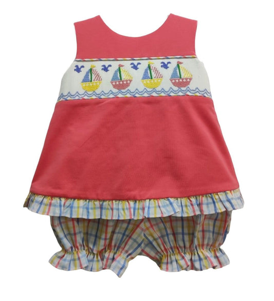 Sailboat Smocked Bloomer Set