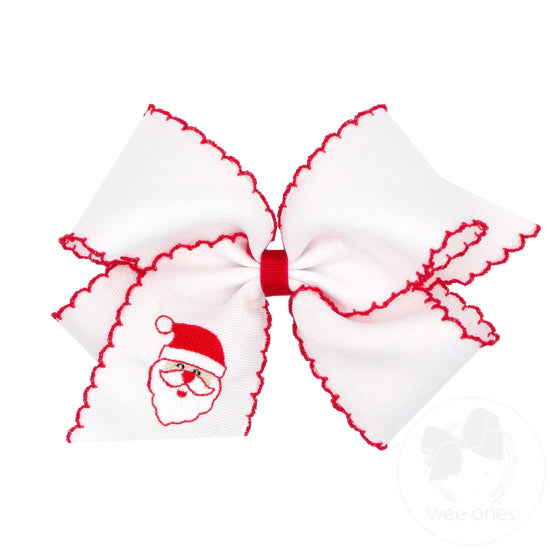 Wee Ones King Moonstitch Embroidered Santa Bow